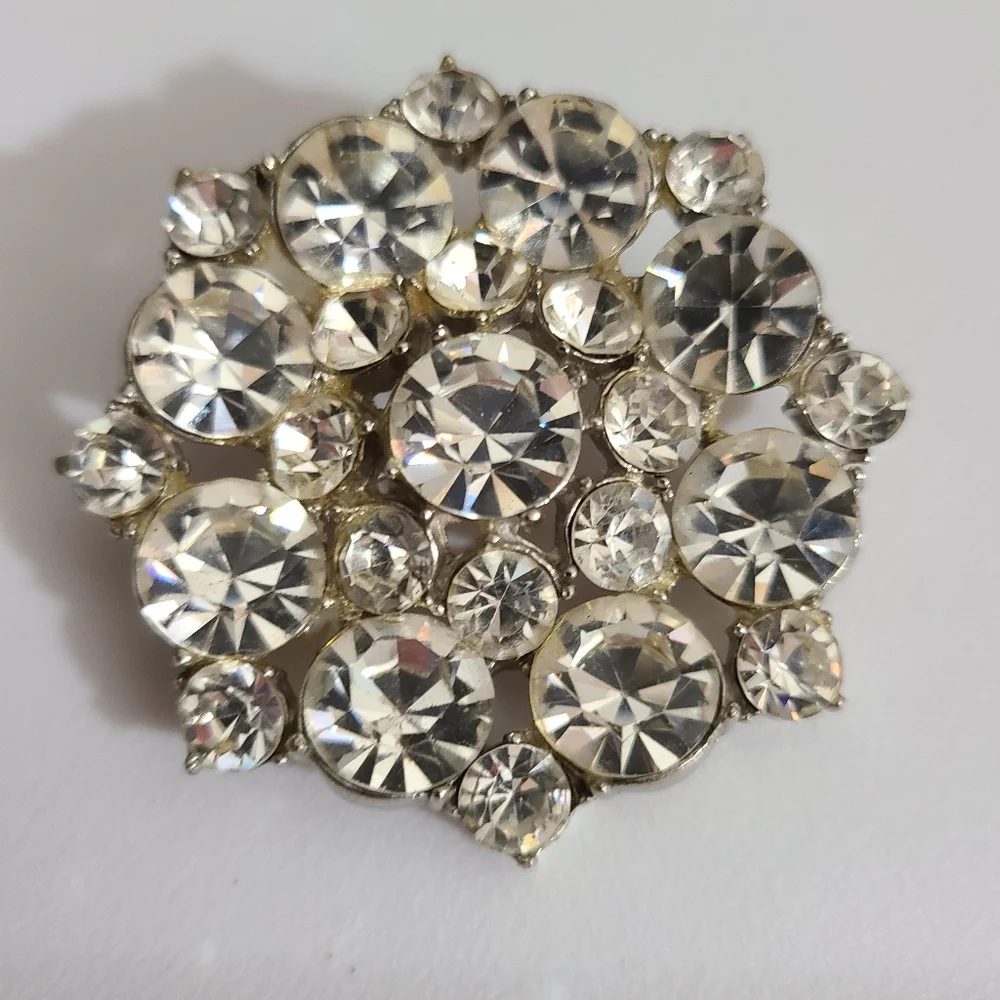 SOLD ! Vintage Big brooch weiss juliana Austria Rhinestones silver pin estate - Picture 1 of 5